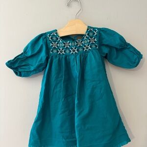 $14 ADD ON tea collection dress green embroidered 12-18M Zara janie and jack gap